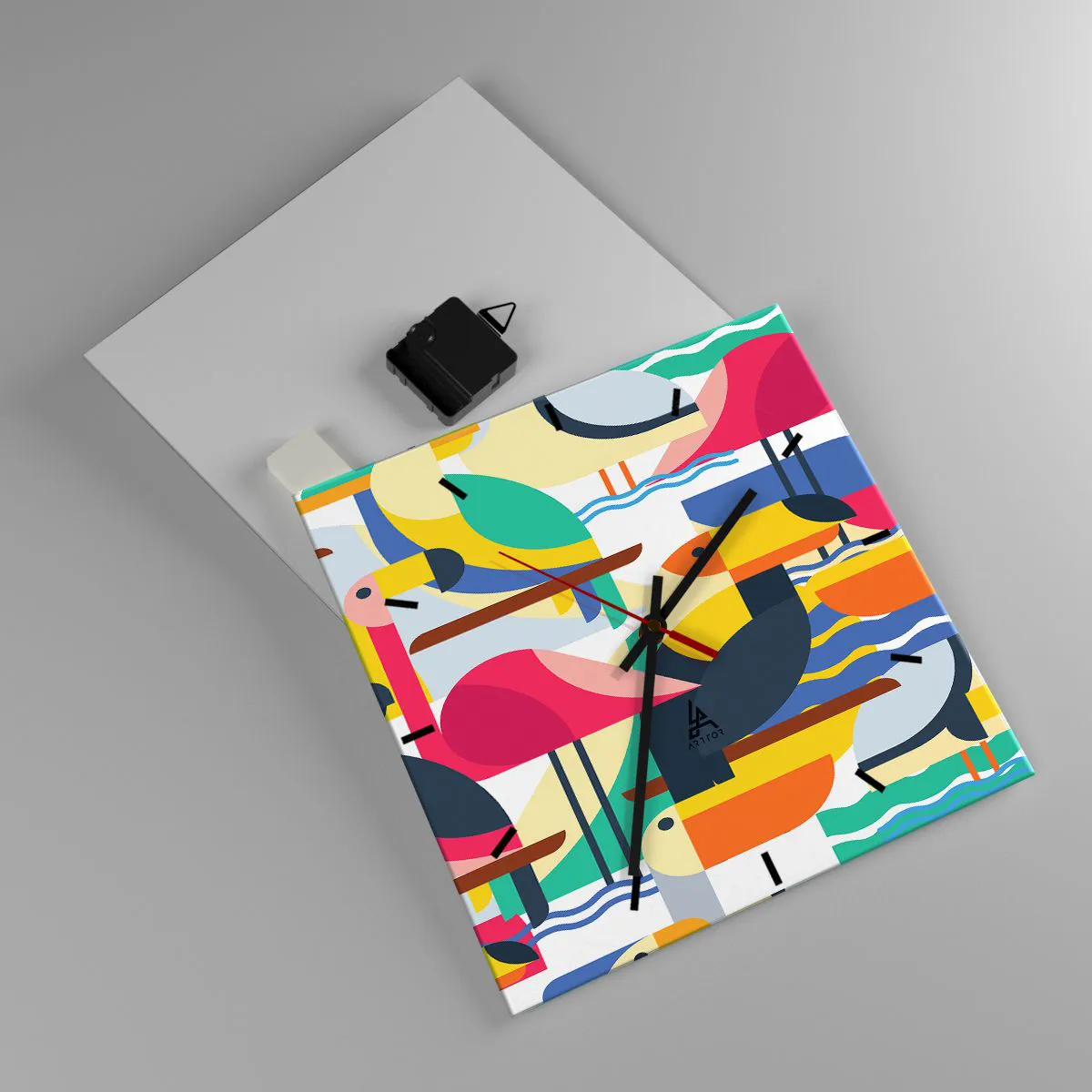 Ceas de perete - Ceas pe sticlă - Cheful păsărilor - 30x30 cm