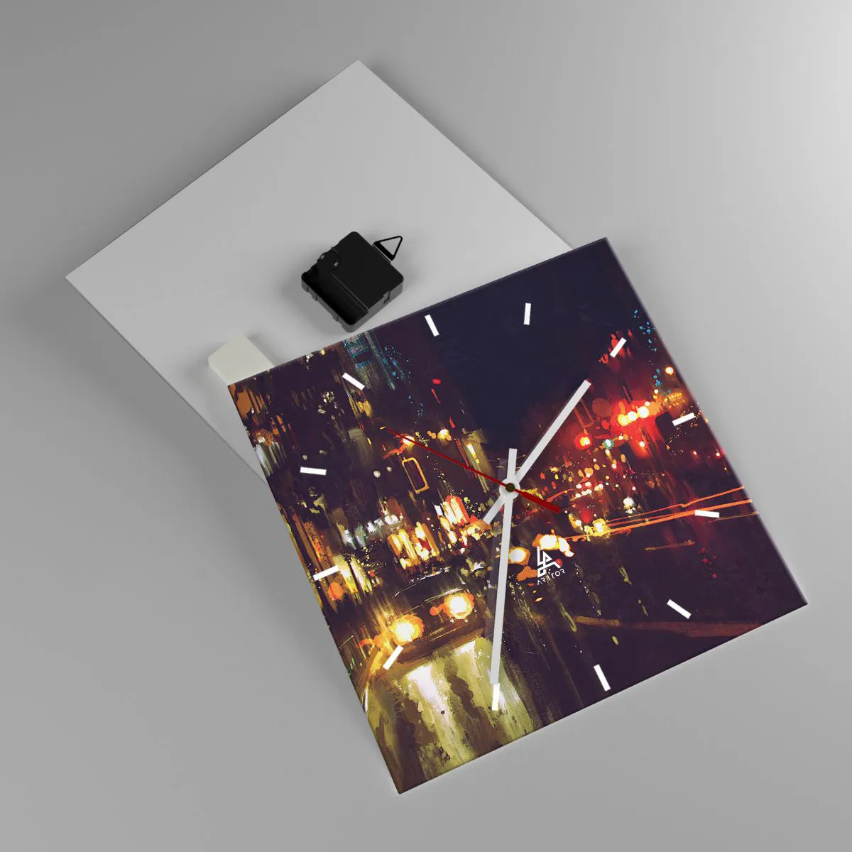 Ceas de perete - Ceas pe sticlă - Scufundat în lumina nopții - 30x30 cm