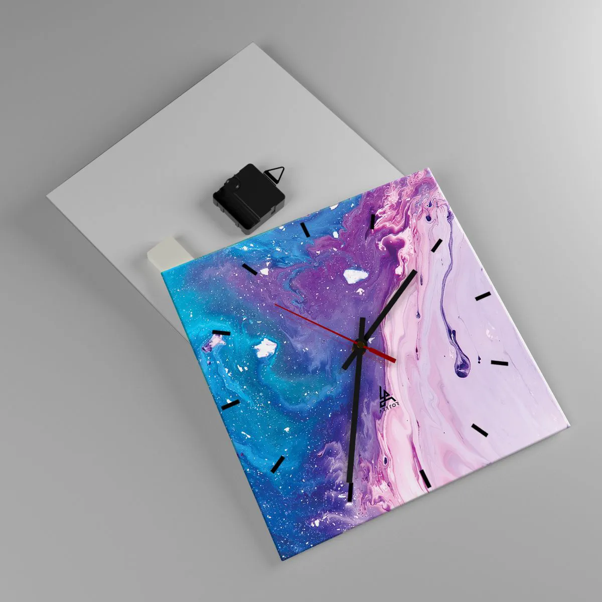 Relógio de parede - Relógio em vidro - Yin e yang - 30x30 cm