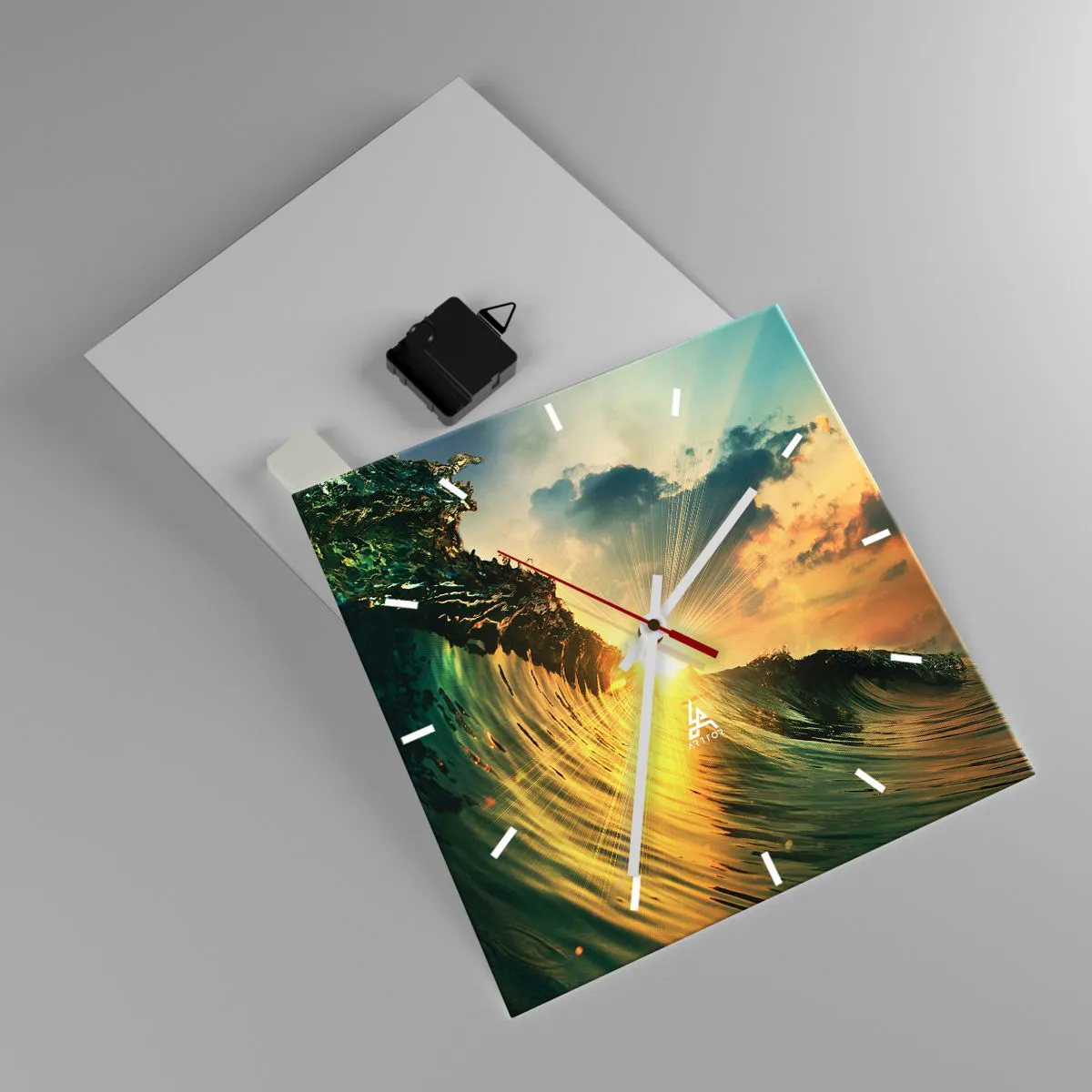 Wall clock - Clock on glass - Surfer, Where Are You? - 30x30 cm