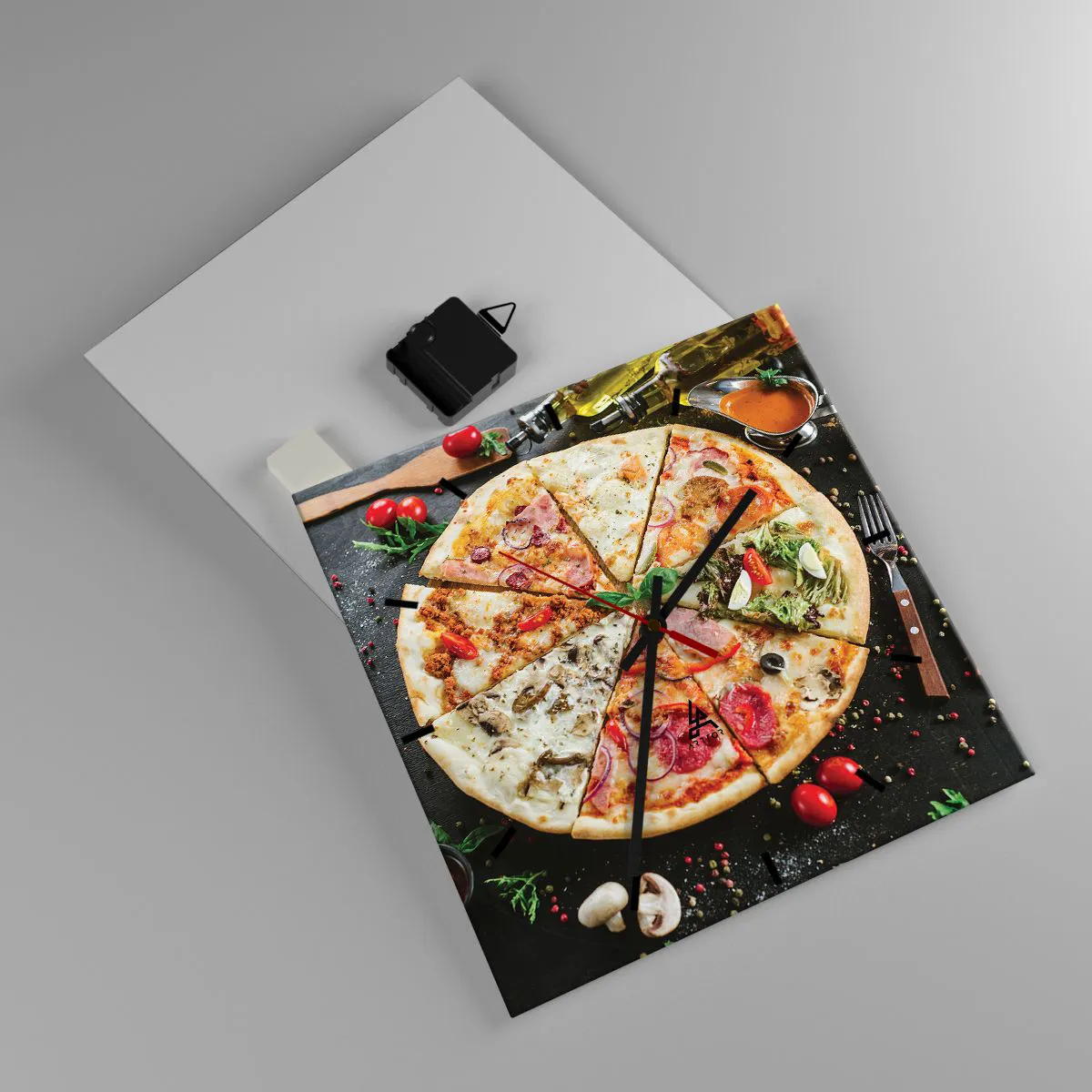 Ceas de perete - Ceas pe sticlă - Un evantai de arome - 30x30 cm