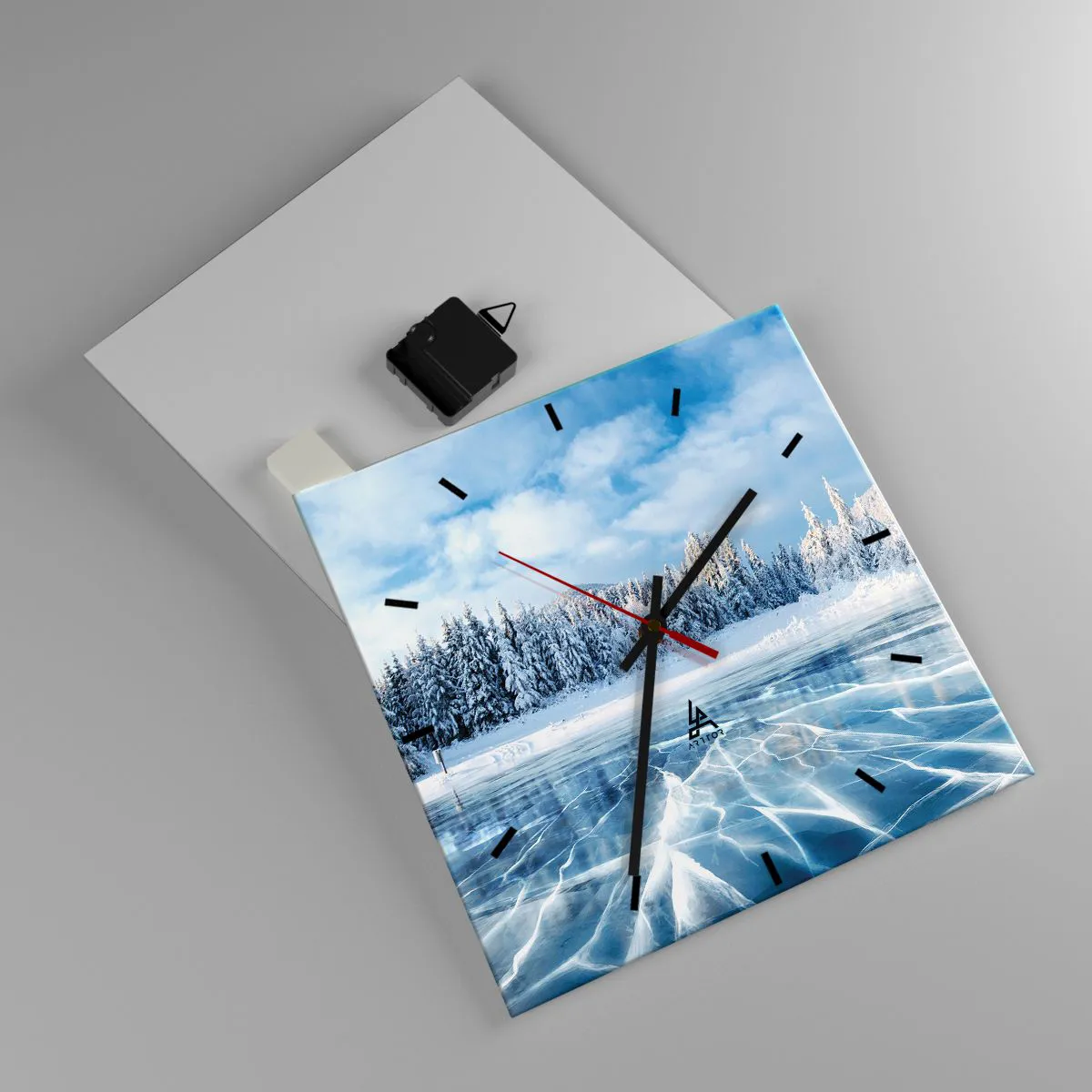 Relógio de parede - Relógio em vidro - Vista deslumbrante e cristalina - 30x30 cm