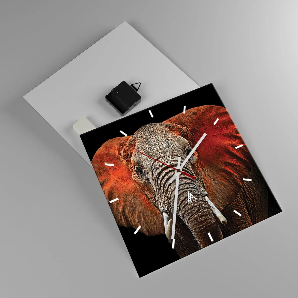 Horloge murale - Pendule murale - Portrait d'un éléphant sur fond noir - 30x30cm - Je suis sauvage, et toi? - Décoration murale moderne pour le salon et la chambre ARTTOR