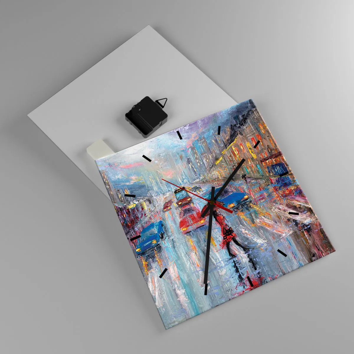 Falióra, Óra - Esős délután a városban - 30x30 cm