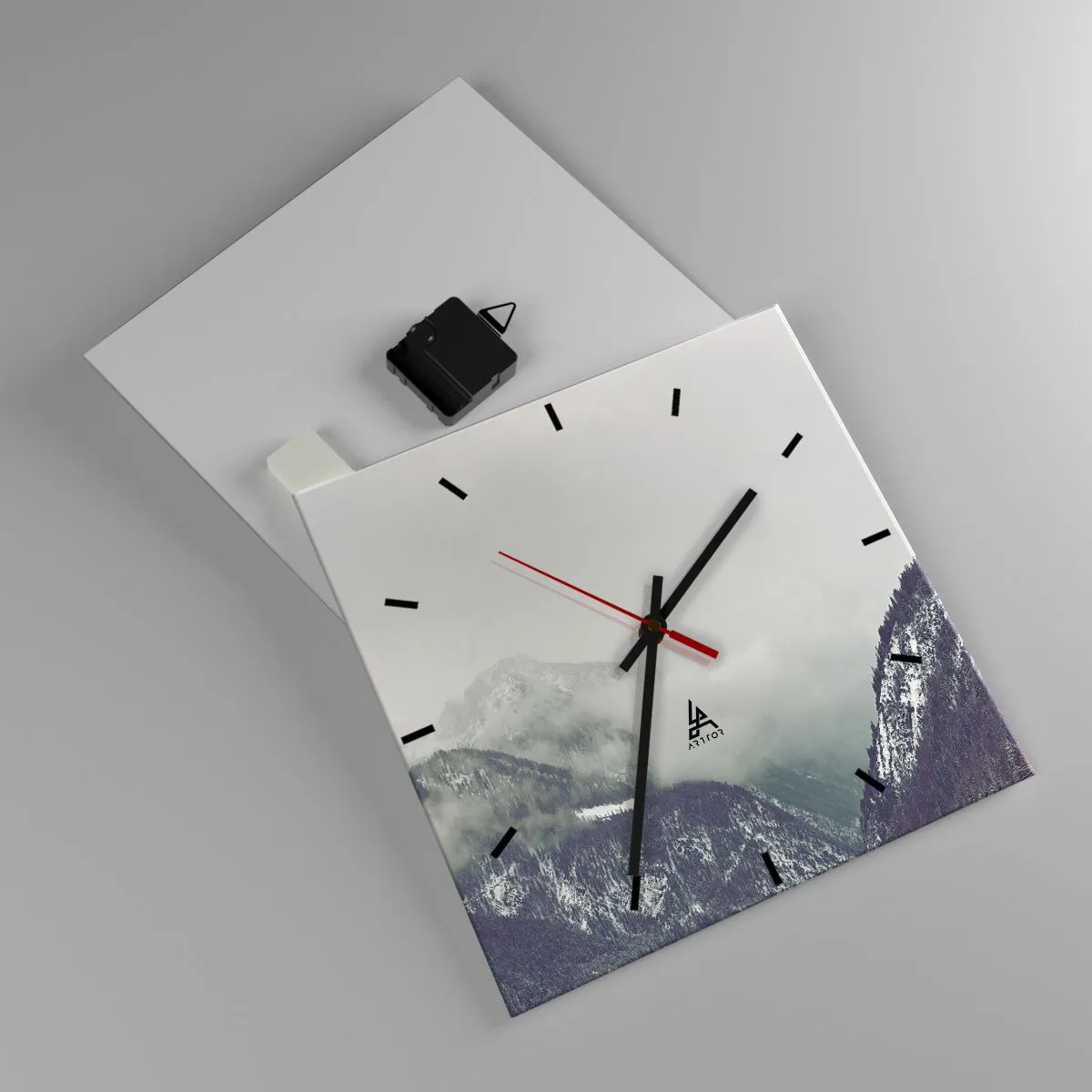 Ceas de perete - Ceas pe sticlă - Valea cețoasă - 30x30 cm