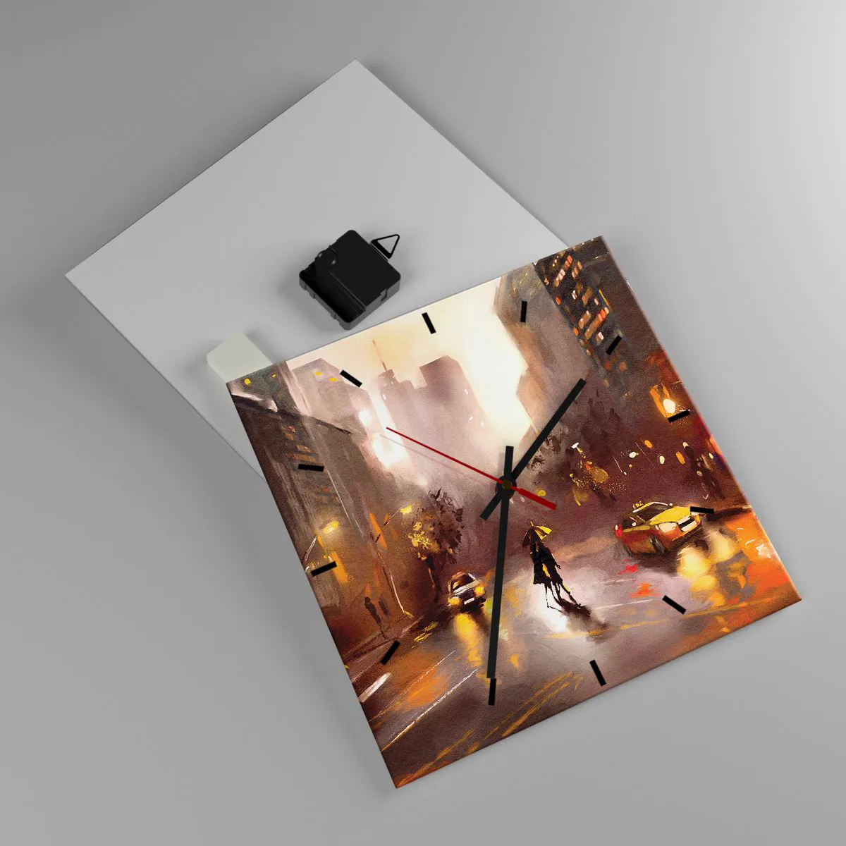 Ceas de perete - Ceas pe sticlă - În luminile New York-ului - 30x30 cm