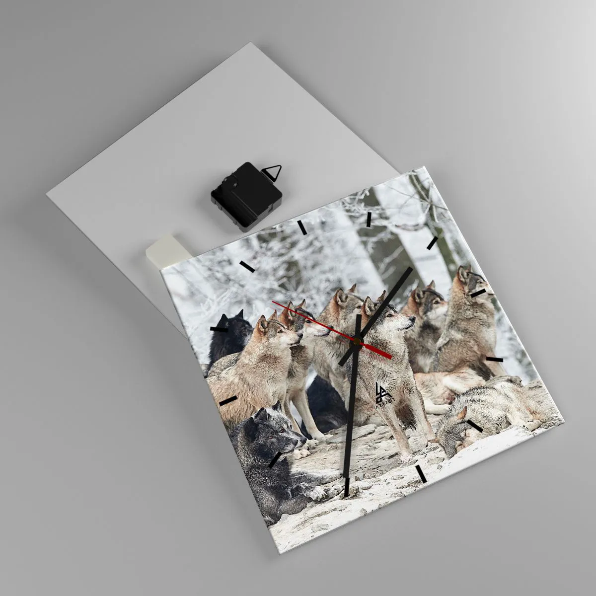 Horloge murale - Pendule murale - Une meute de loups dans la forêt d'hiver - 30x30cm - Famille et amis - Décoration murale moderne pour le salon et la chambre ARTTOR
