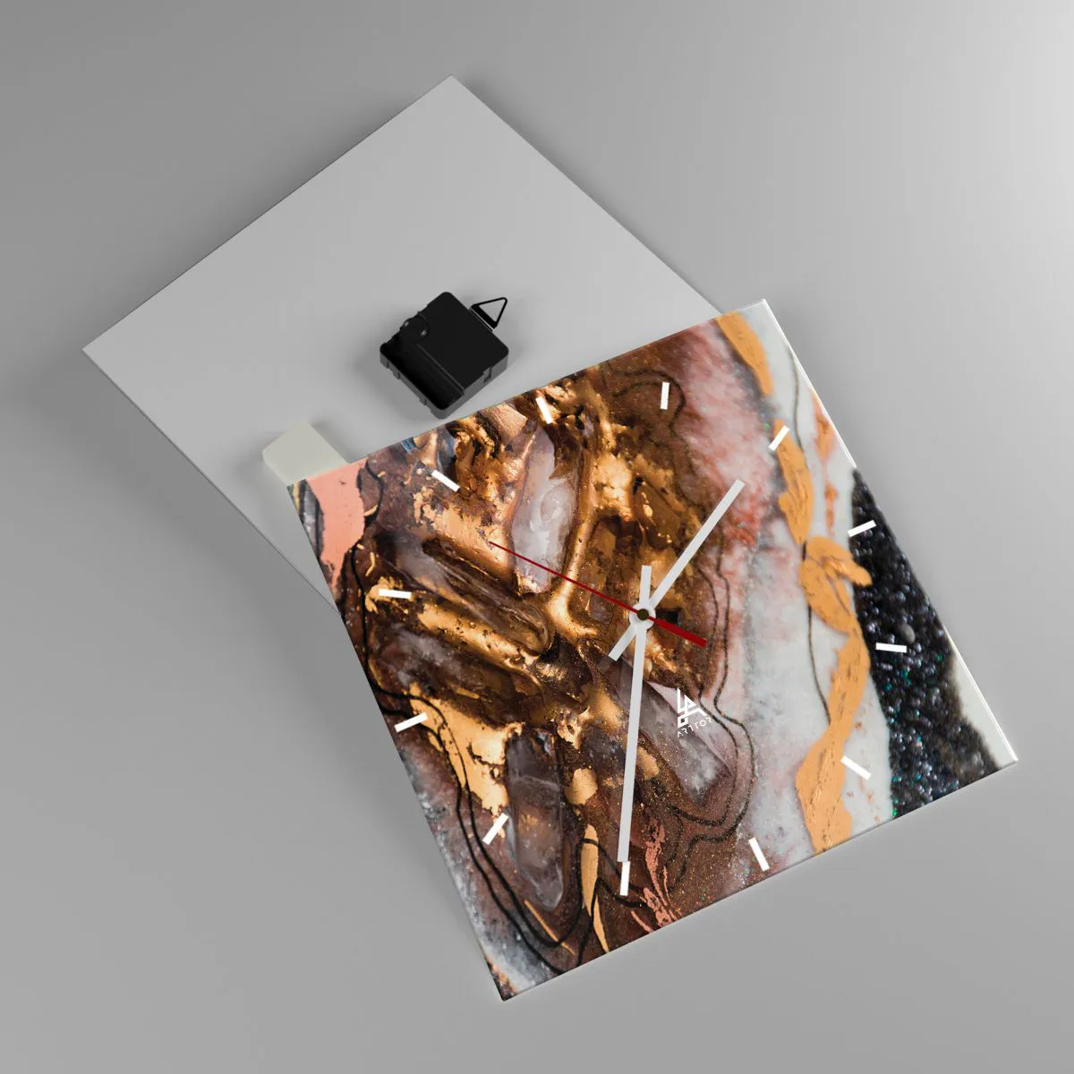 Relógio de parede - Relógio em vidro - O elemento terra - 30x30 cm