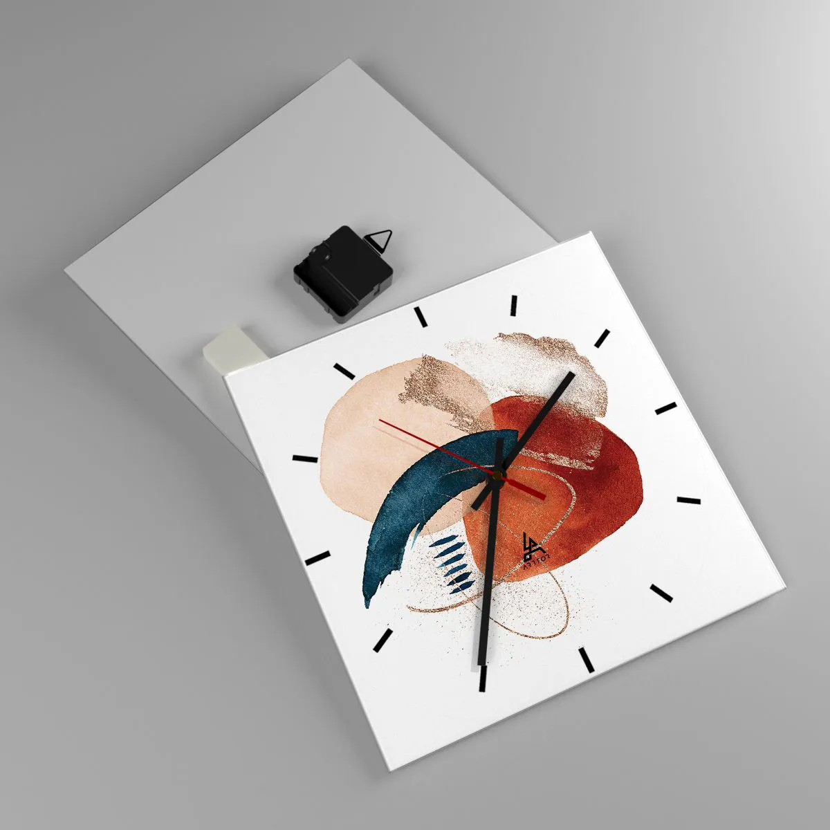 Ceas de perete - Ceas pe sticlă - Compoziție ovală - 30x30 cm