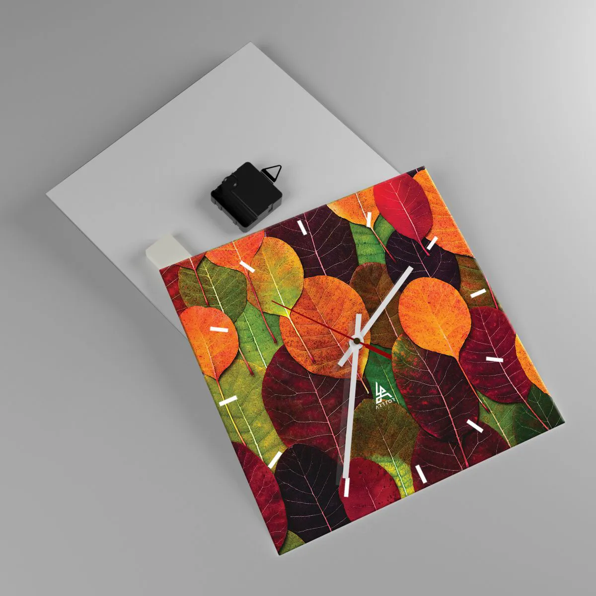 Ceas de perete - Ceas pe sticlă - Mozaic de toamnă - 30x30 cm