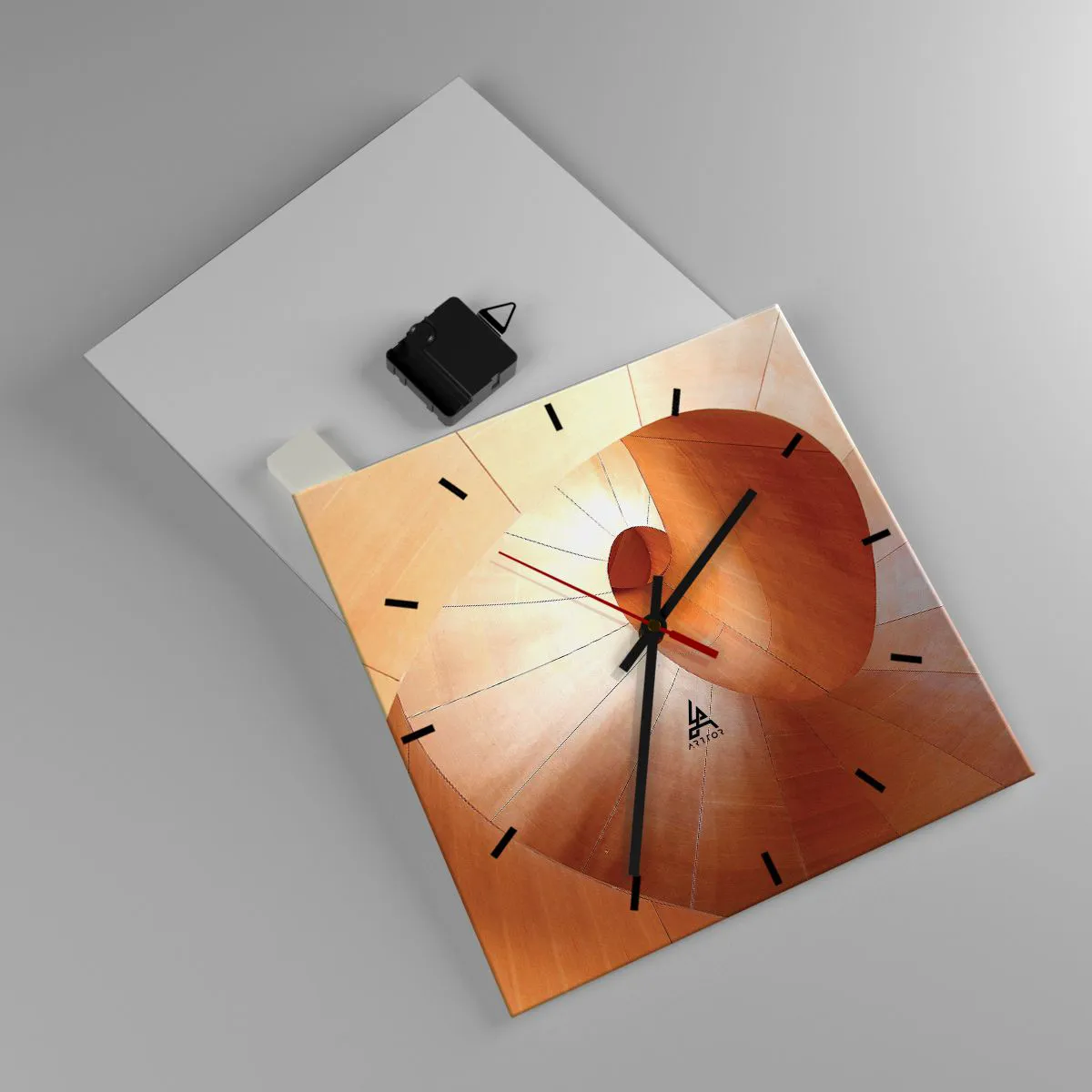 Wall clock - Clock on glass - Architectural Serpentine - 30x30 cm