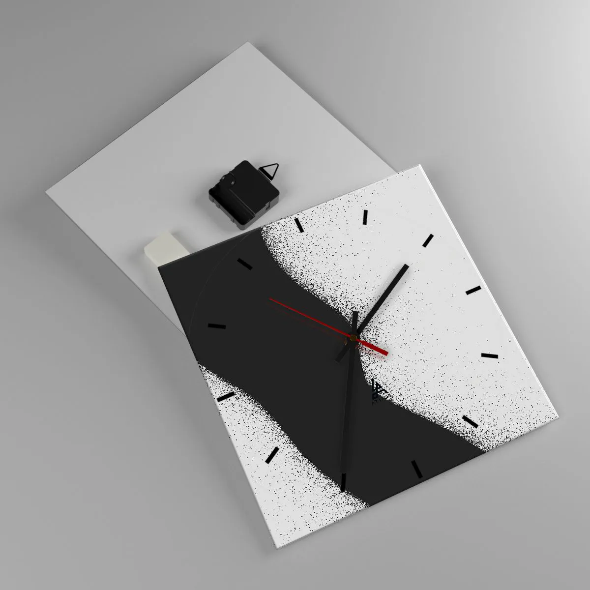 Ceas de perete - Ceas pe sticlă - Echilibru lichid - 30x30 cm