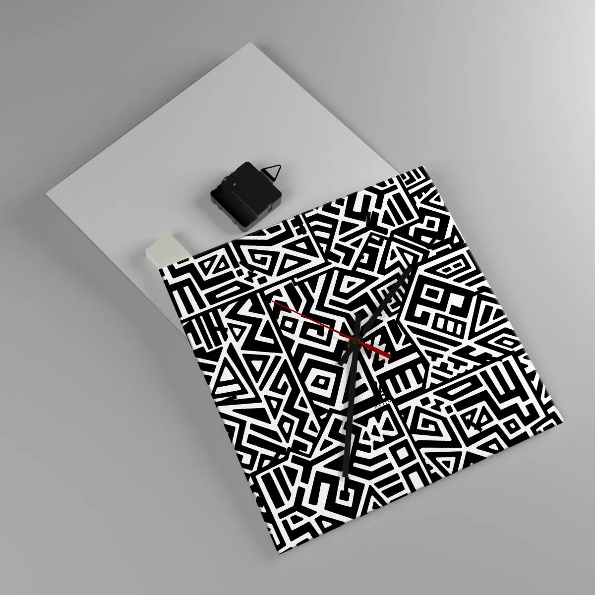 Ceas de perete - Ceas pe sticlă - Compoziție precolumbiană - 30x30 cm