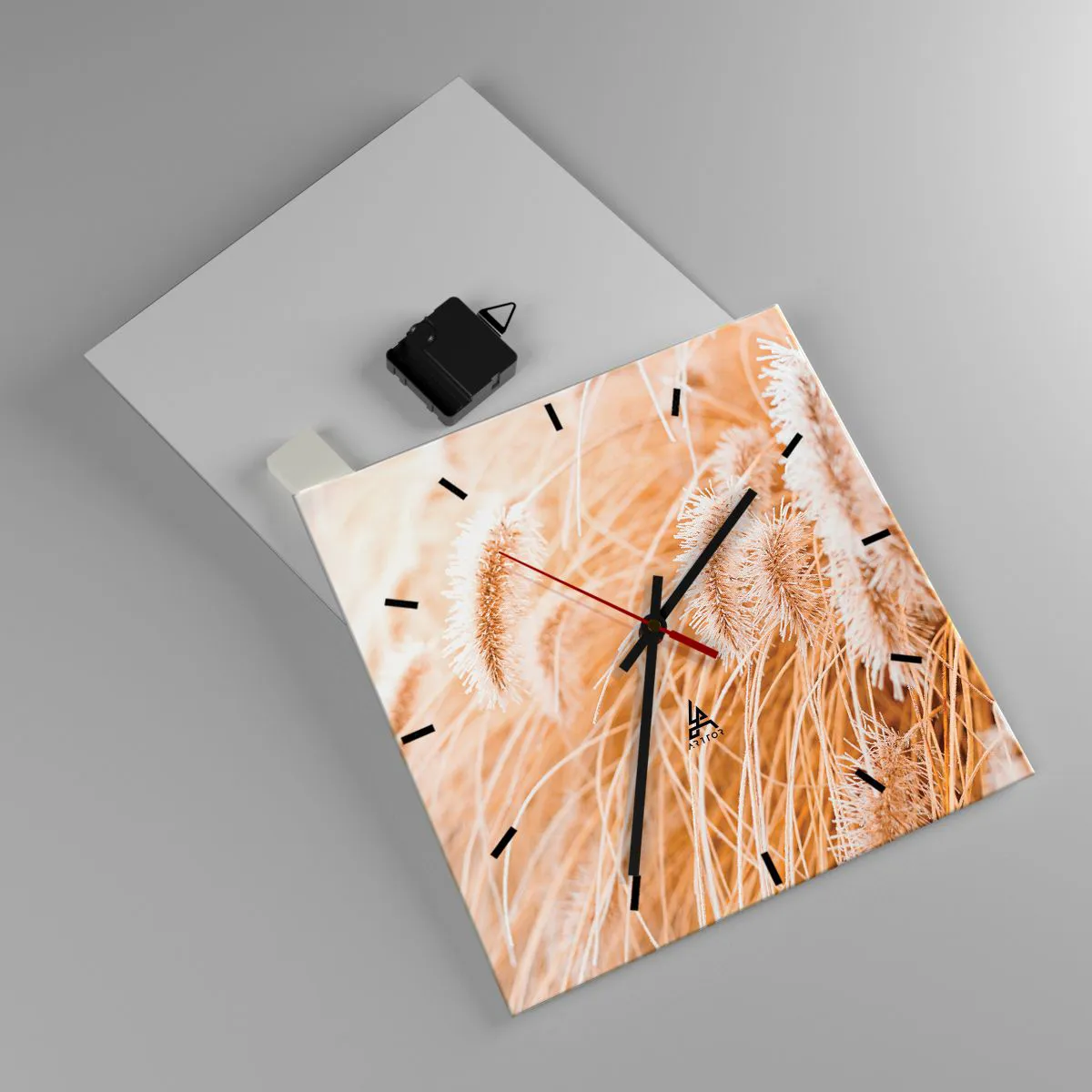 Ceas de perete - Ceas pe sticlă - Foșnetul auriu al ierburilor - 30x30 cm