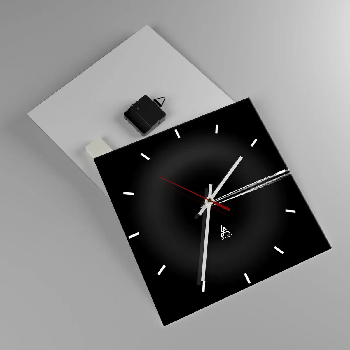 Horloge murale - Pendule murale - Un avion à réaction avec une traînée de condensation visible sur fond noir - 30x30cm - Dans une autre dimension - Décoration murale moderne pour le salon et la chambre ARTTOR