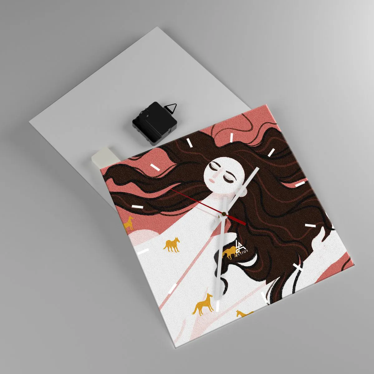 Ceas de perete - Ceas pe sticlă - Visul despre calul de aur - 30x30 cm