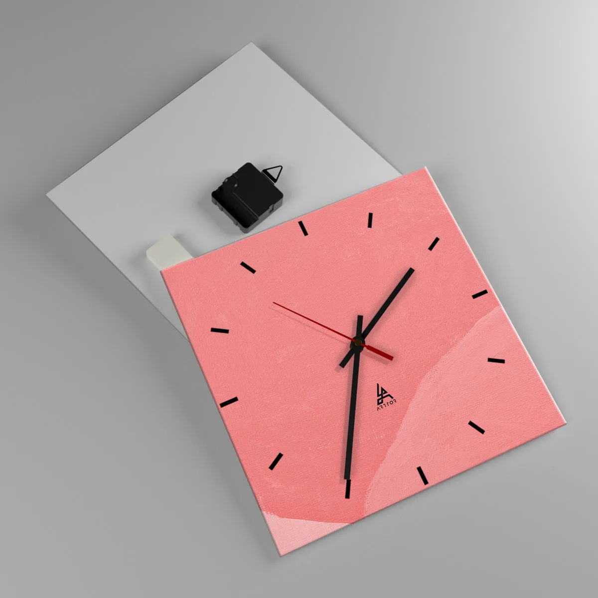Wall clock - Clock on glass - Organic Composition In Pink - 30x30 cm