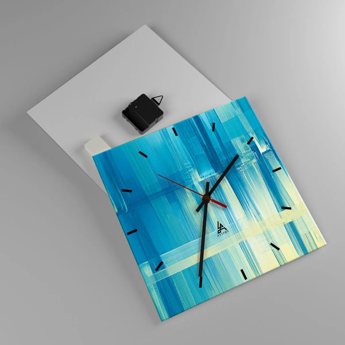 Relógio de parede - Relógio em vidro - Composição em turquesa - 30x30 cm