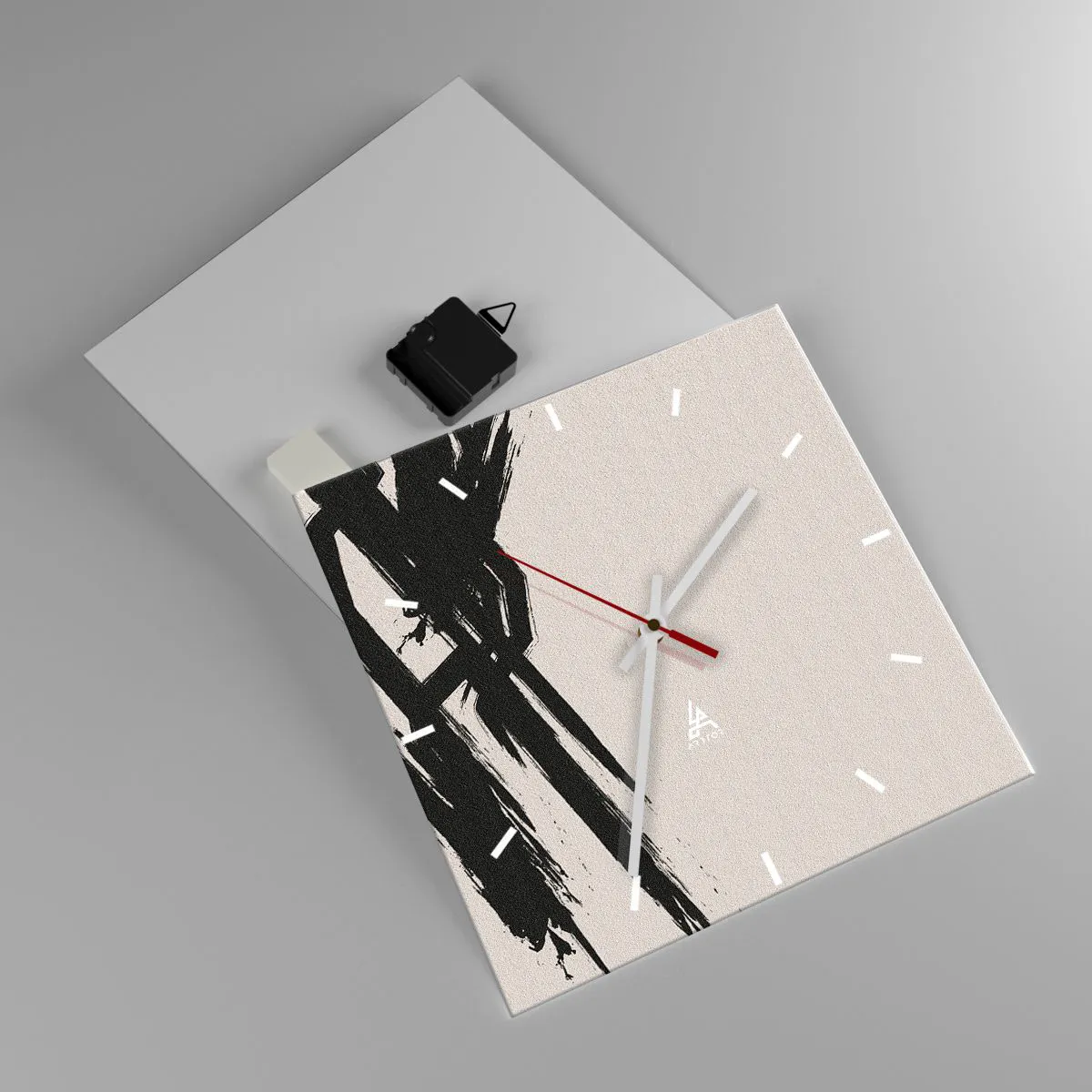 Wanduhr - Glasuhr - Dynamische Pinselstriche in Schwarz auf hellem Hintergrund - 30x30cm - Unaufhaltsamer Trieb - Moderne Wanddekoration für Wohnzimmer und Schlafzimmer ARTTOR