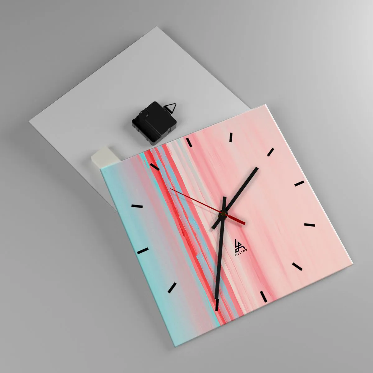 Ceas de perete - Ceas pe sticlă - Abstracție în zori - 30x30 cm