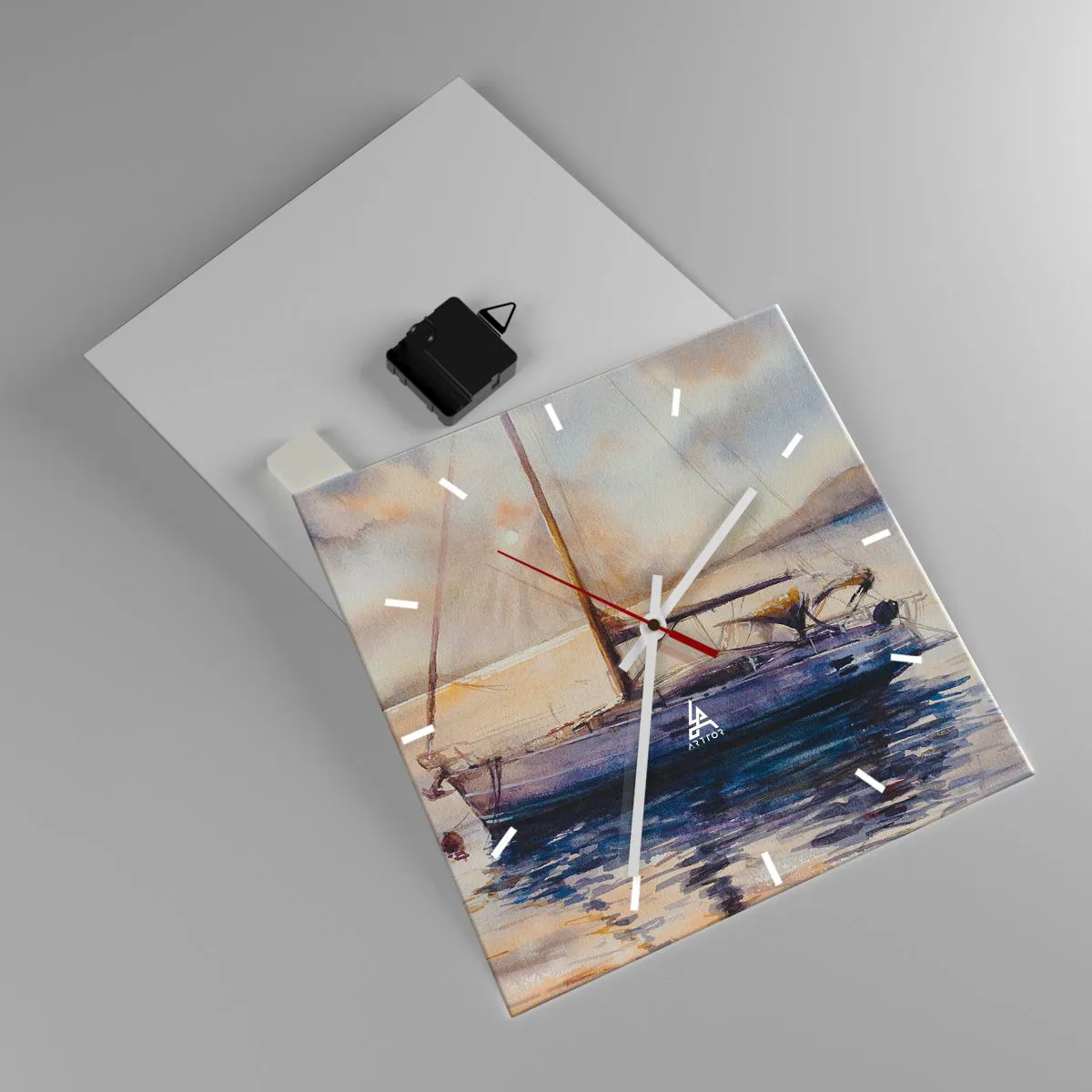 Ceas de perete - Ceas pe sticlă - O seară în golf - 30x30 cm