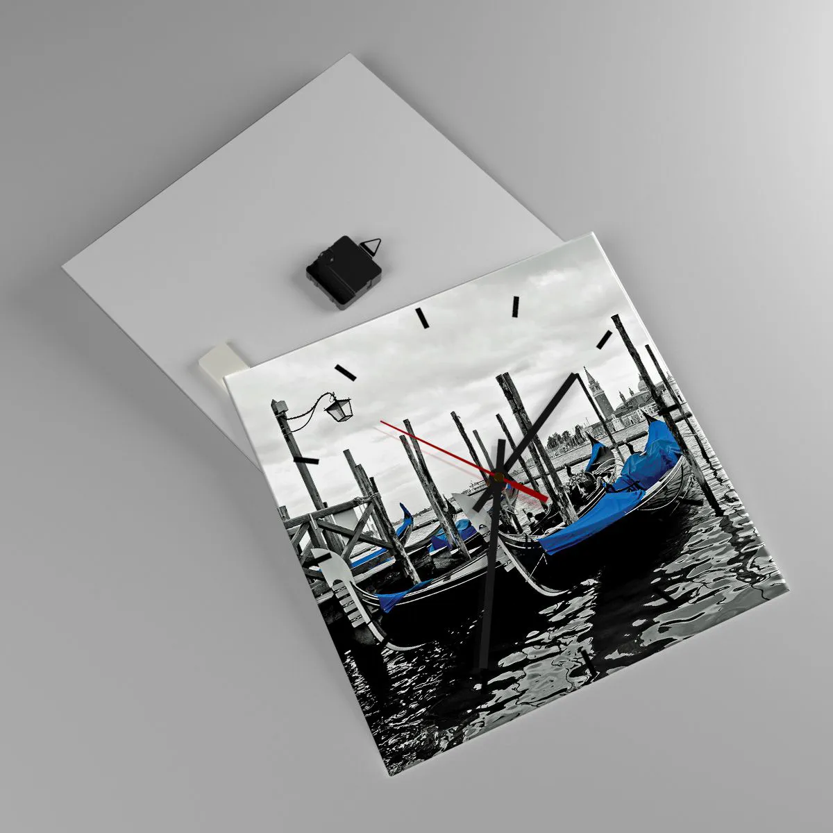 Ceas de perete - Ceas pe sticlă - Veneția stând pe gânduri - 40x40 cm