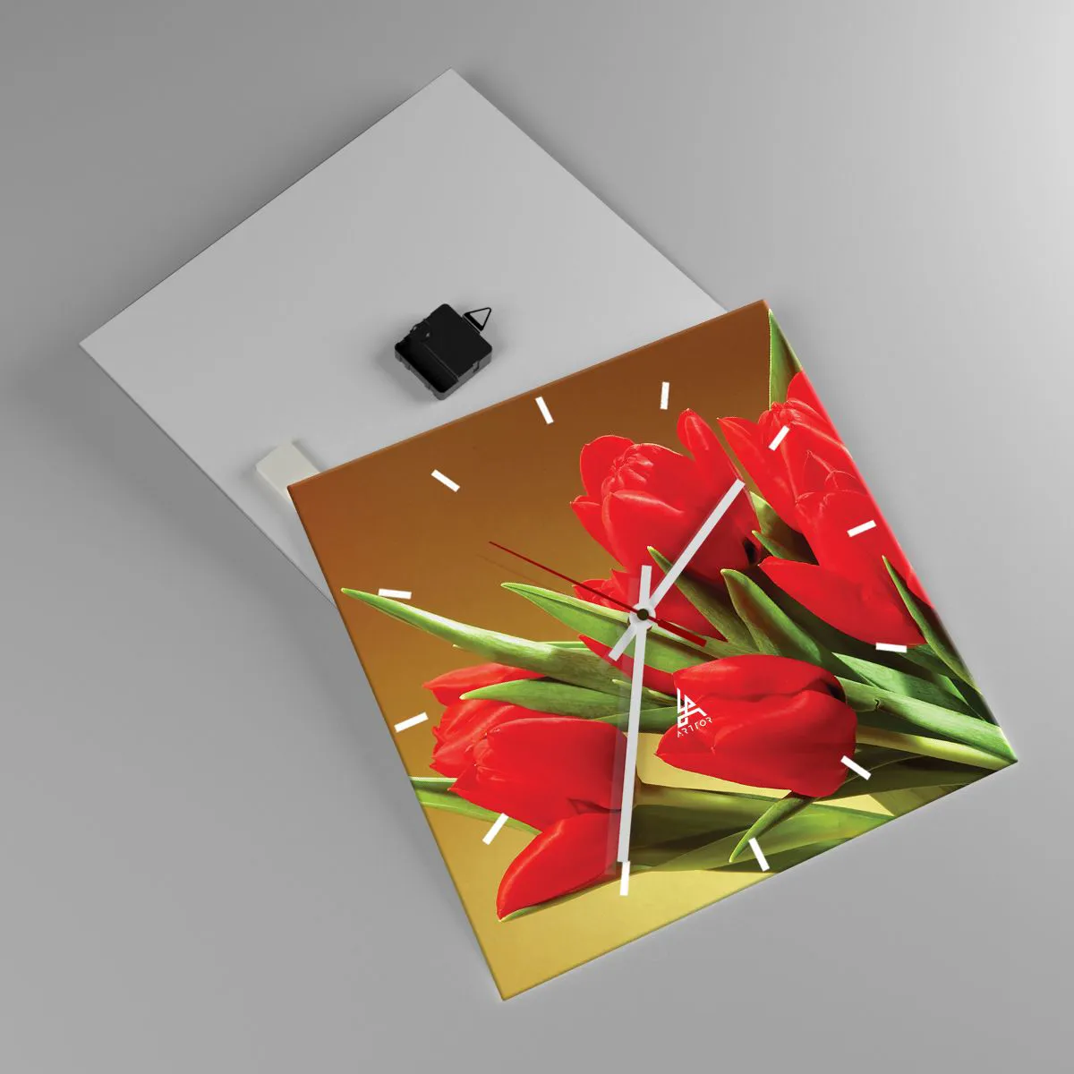 Ceas de perete - Ceas pe sticlă - O explozie de bucurie de primăvară - 40x40 cm