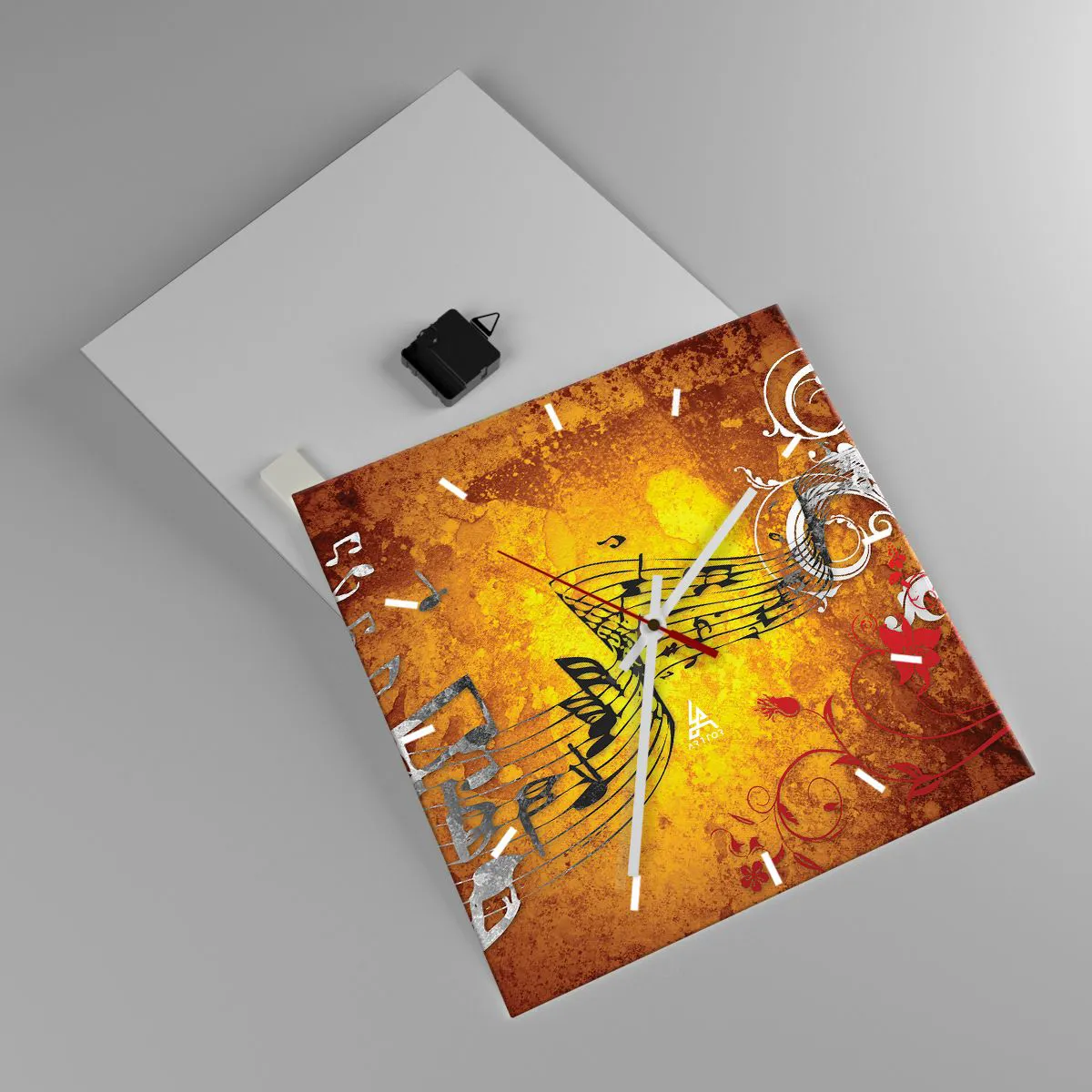 Wall clock - Clock on glass - Let the Music Flow - 40x40 cm