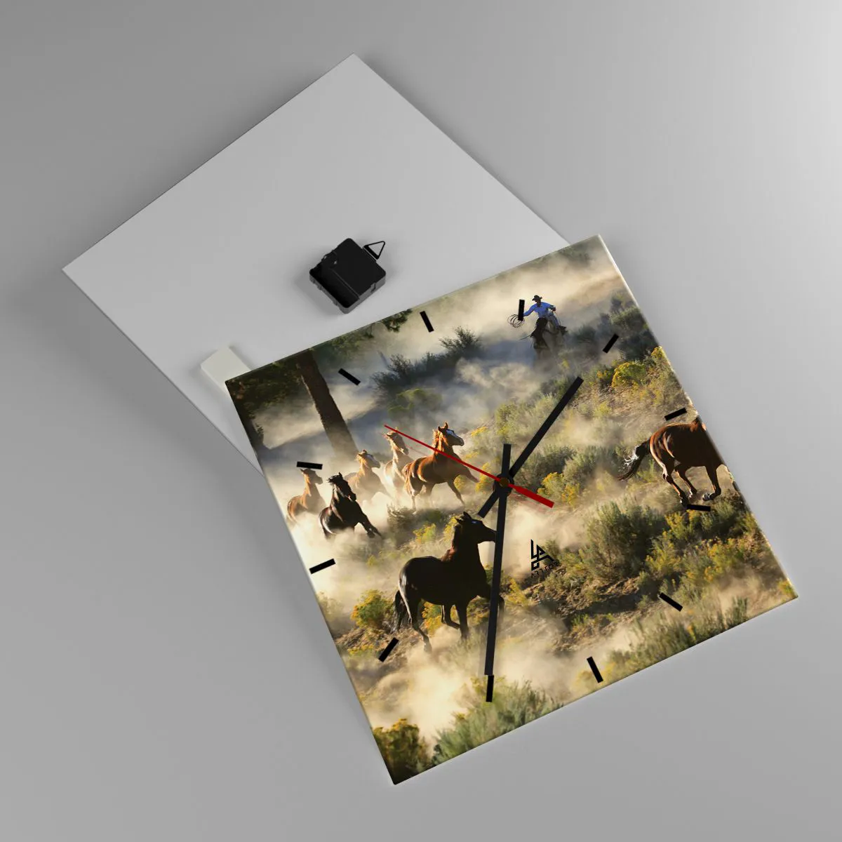 Ceas de perete - Ceas pe sticlă - Rivalitatea - libertate sau putere masculină? - 40x40 cm