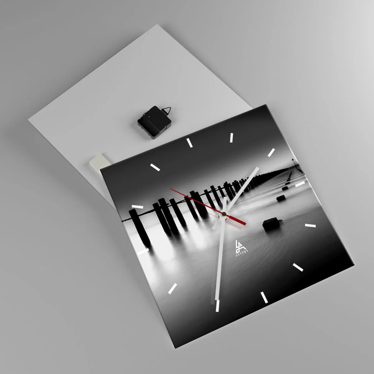 Ceas de perete - Ceas pe sticlă - În depărtare gri în ceață - 40x40 cm