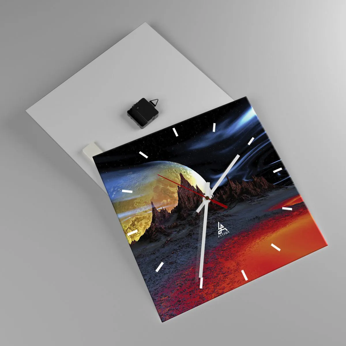 Reloj de pared - Reloj de vidrio - Mundo desconocido - 40x40 cm