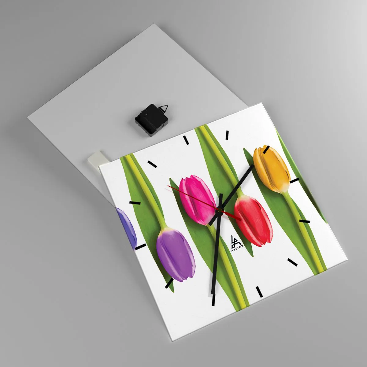 Ceas de perete - Ceas pe sticlă - Compoziție curcubeu - 40x40 cm