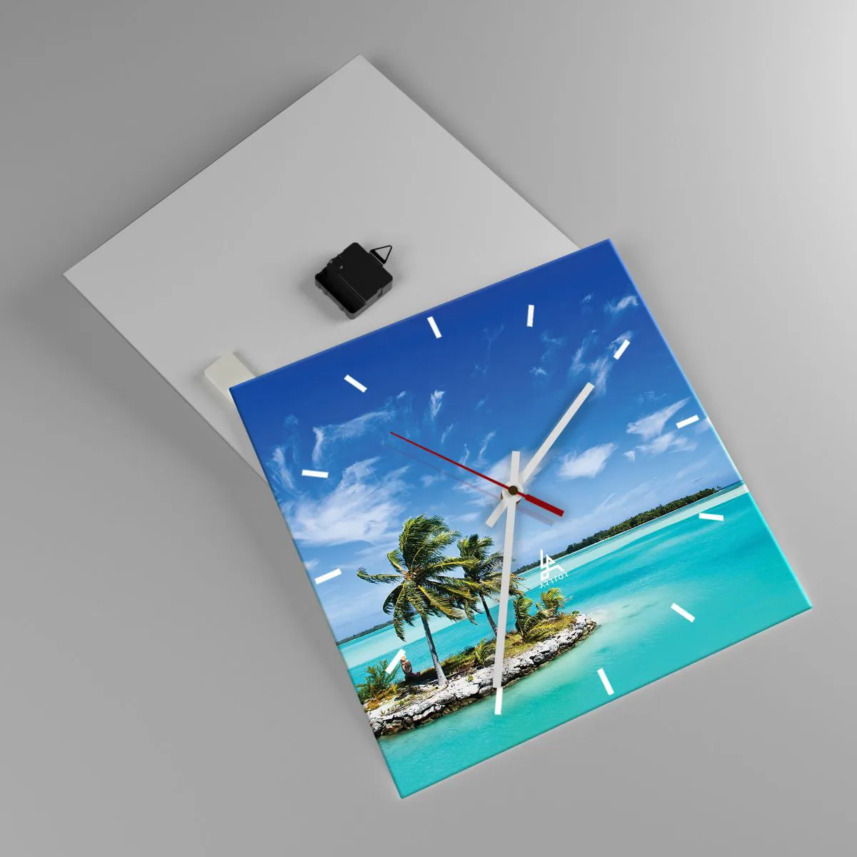 Reloj de pared - Reloj de vidrio - El paraíso en la Tierra - 40x40 cm