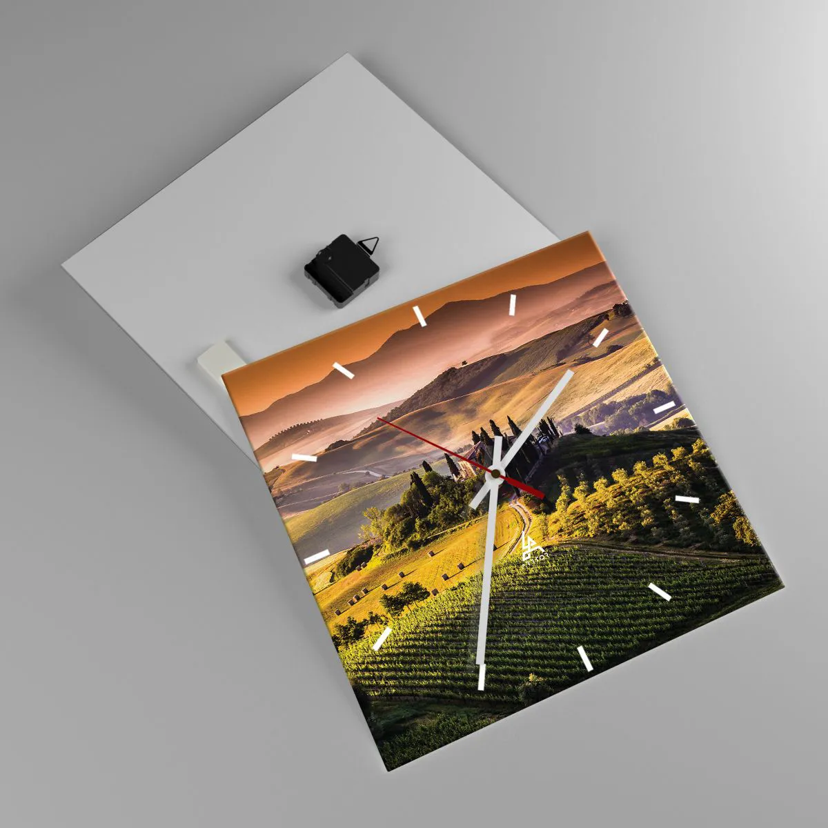 Orologio da parete - Orologio in Vetro - Arcadia: paesaggio toscano - 40x40 cm