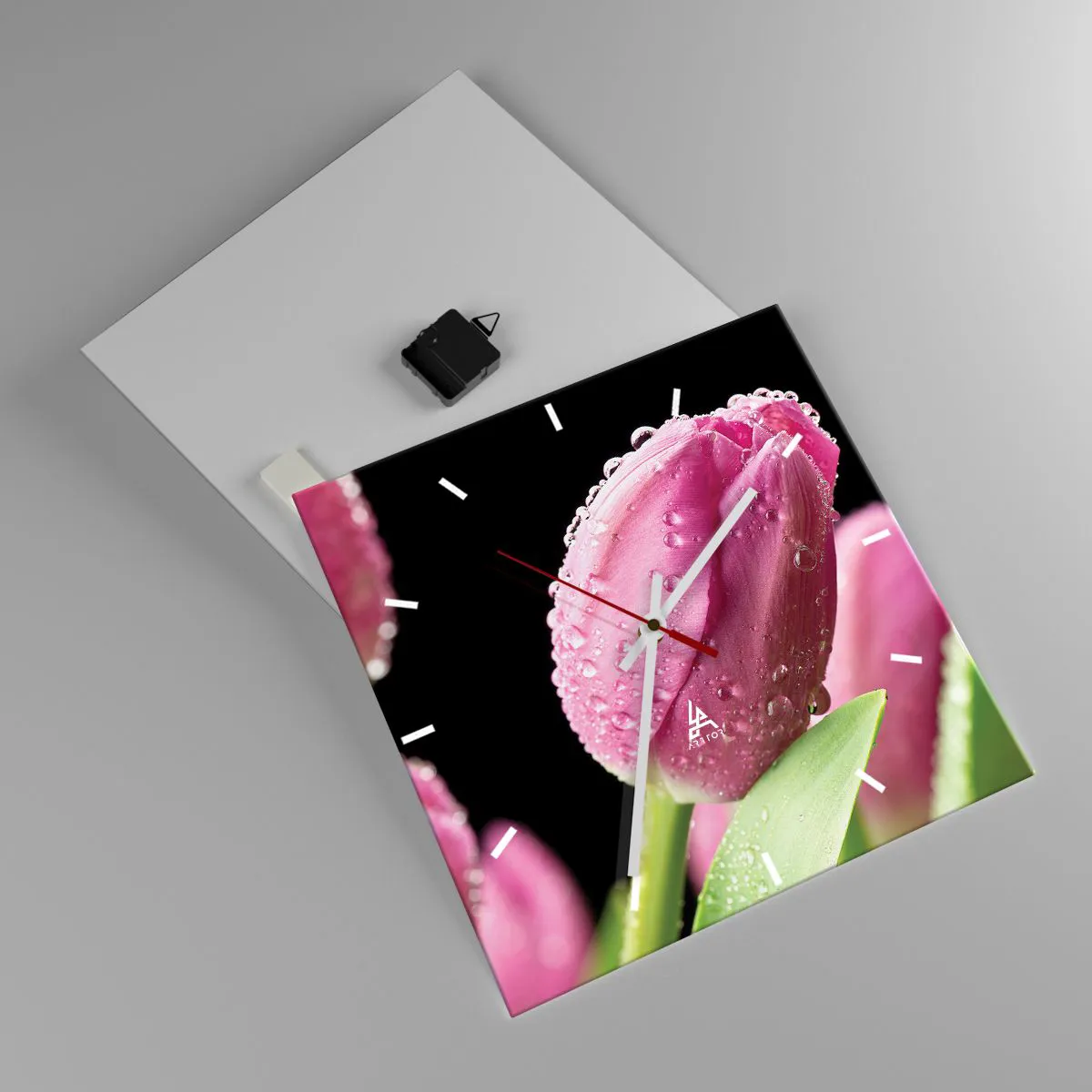 Väggklocka - Klocka på glas - Lila sömn i daggen - 40x40 cm