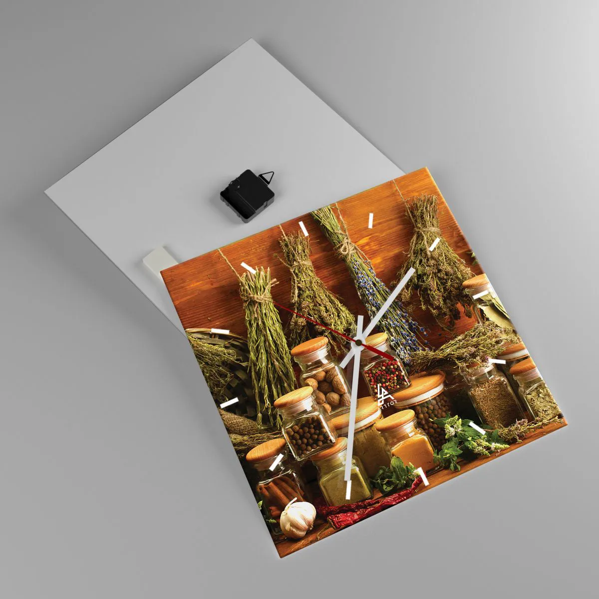 Ceas de perete - Ceas pe sticlă - Vrăjitorie de bucătărie - 40x40 cm