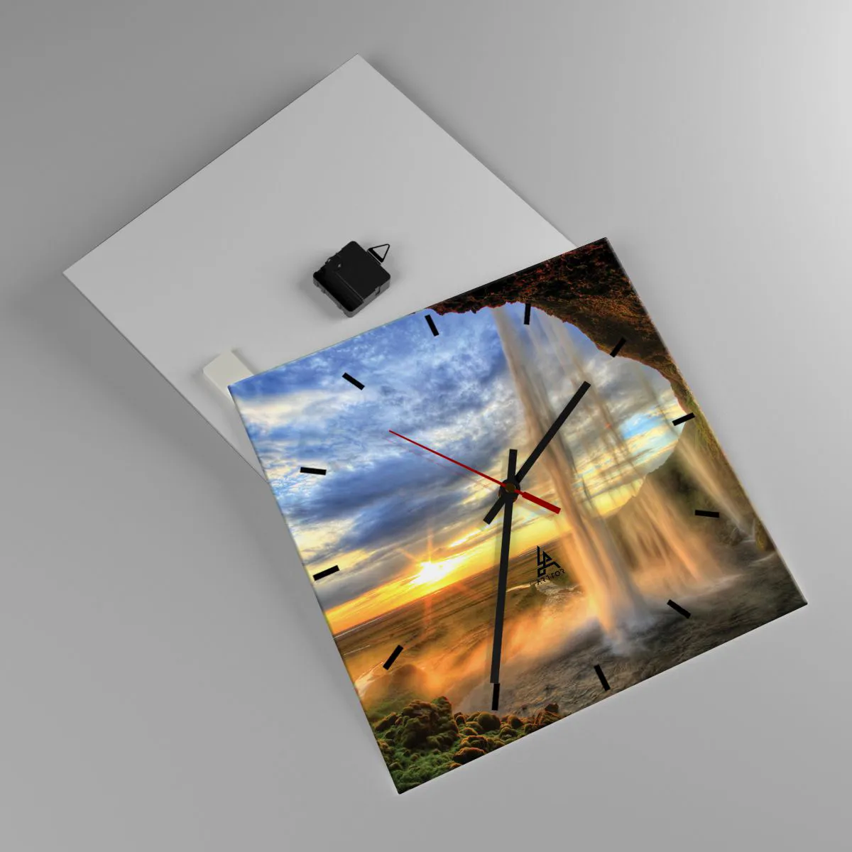 Wanduhr - Glasuhr - Die Welt hinter einem Schleier aus Tropfen - 40x40 cm