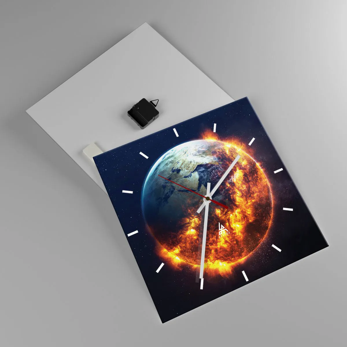 Ceas de perete - Ceas pe sticlă - Flacăra apocalipsei - 40x40 cm