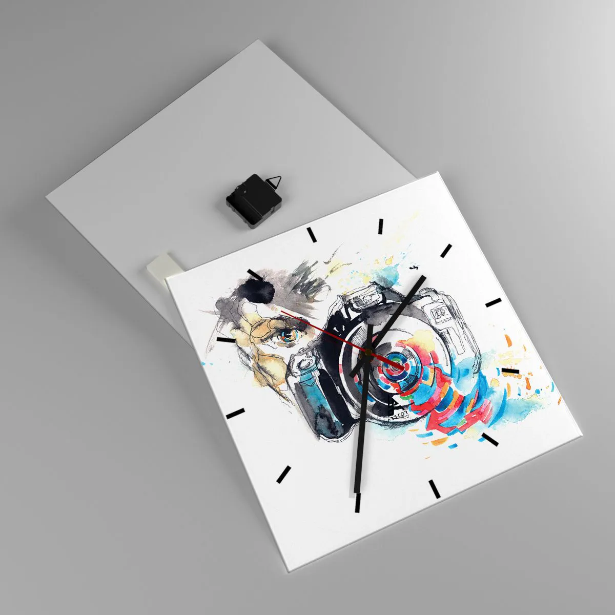 Ceas de perete - Ceas pe sticlă - În ochiul obiectivului - 40x40 cm