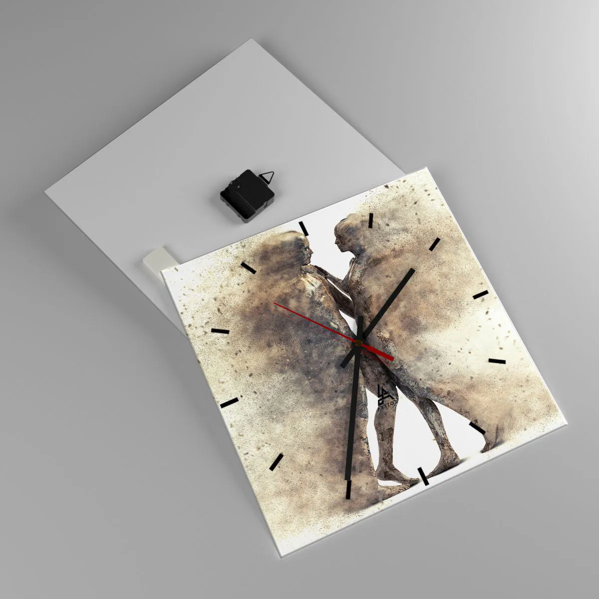 Väggklocka - Klocka på glas - Uppstådda ur aska för att älska - 40x40 cm