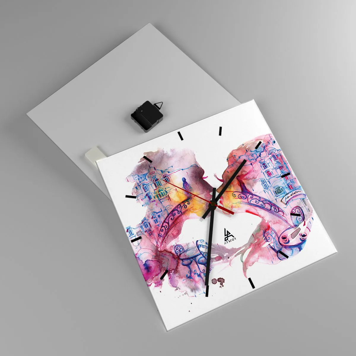 Ceas de perete - Ceas pe sticlă - Podul secret al suspinelor - 40x40 cm