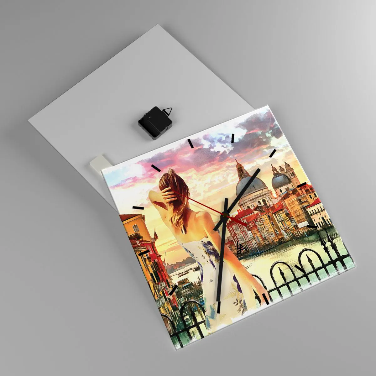 Väggklocka - Klocka på glas - Äventyr endast i ... - 40x40 cm