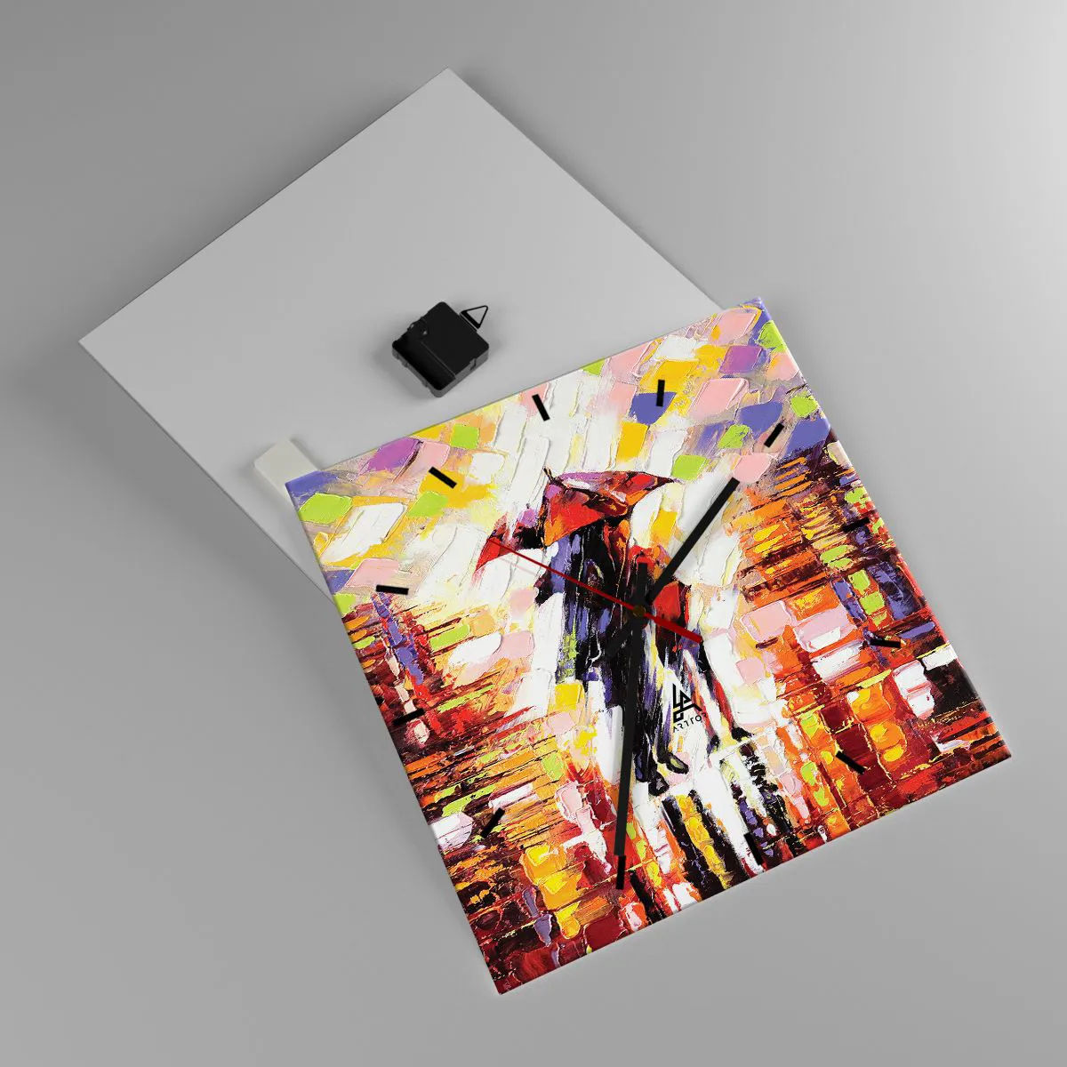 Ceas de perete - Ceas pe sticlă - Împreună prin noapte și ploaie - 40x40 cm