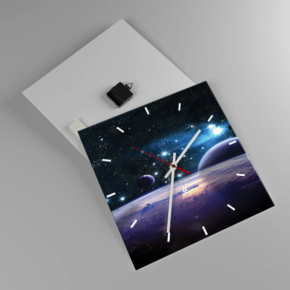 Wanduhr - Glasuhr - Noch allein? - 40x40 cm