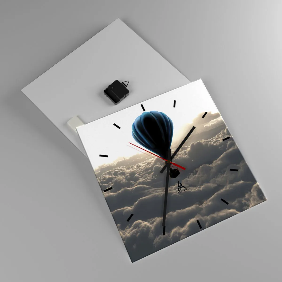 Wanduhr - Glasuhr - Ein Wanderer über den Wolken - 40x40 cm