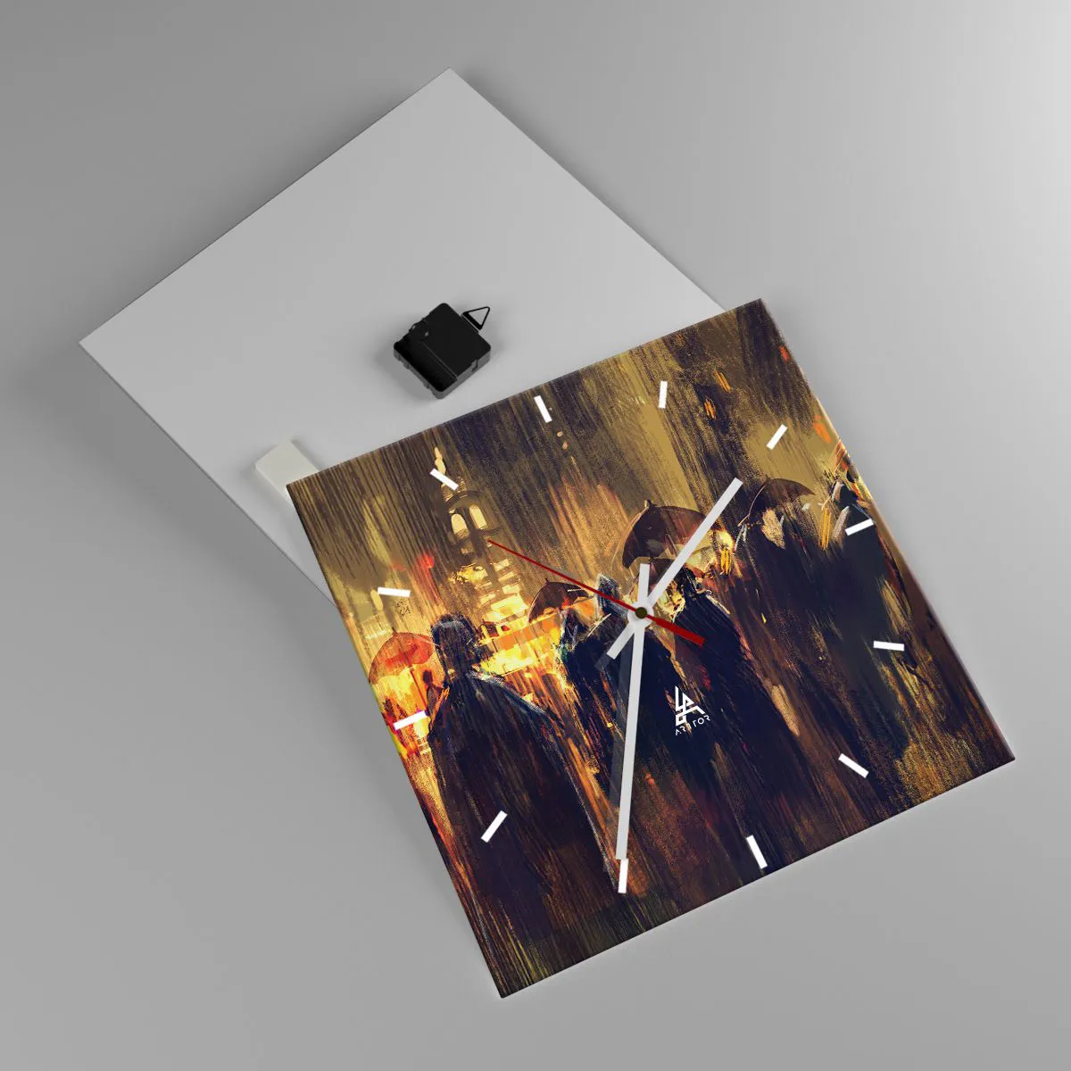 Wanduhr - Glasuhr - Anhänger des Regens - 40x40 cm