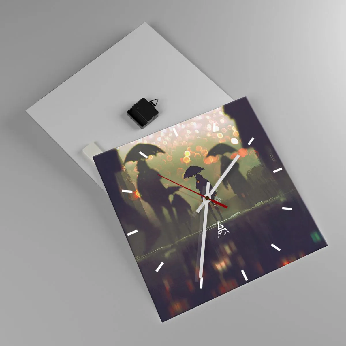 Ceas de perete - Ceas pe sticlă - Din perspectiva unei picături de ploaie - 40x40 cm
