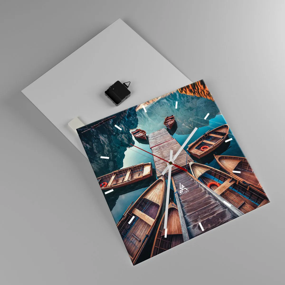 Wanduhr - Glasuhr - Ich warte am Yachthafen - 40x40 cm