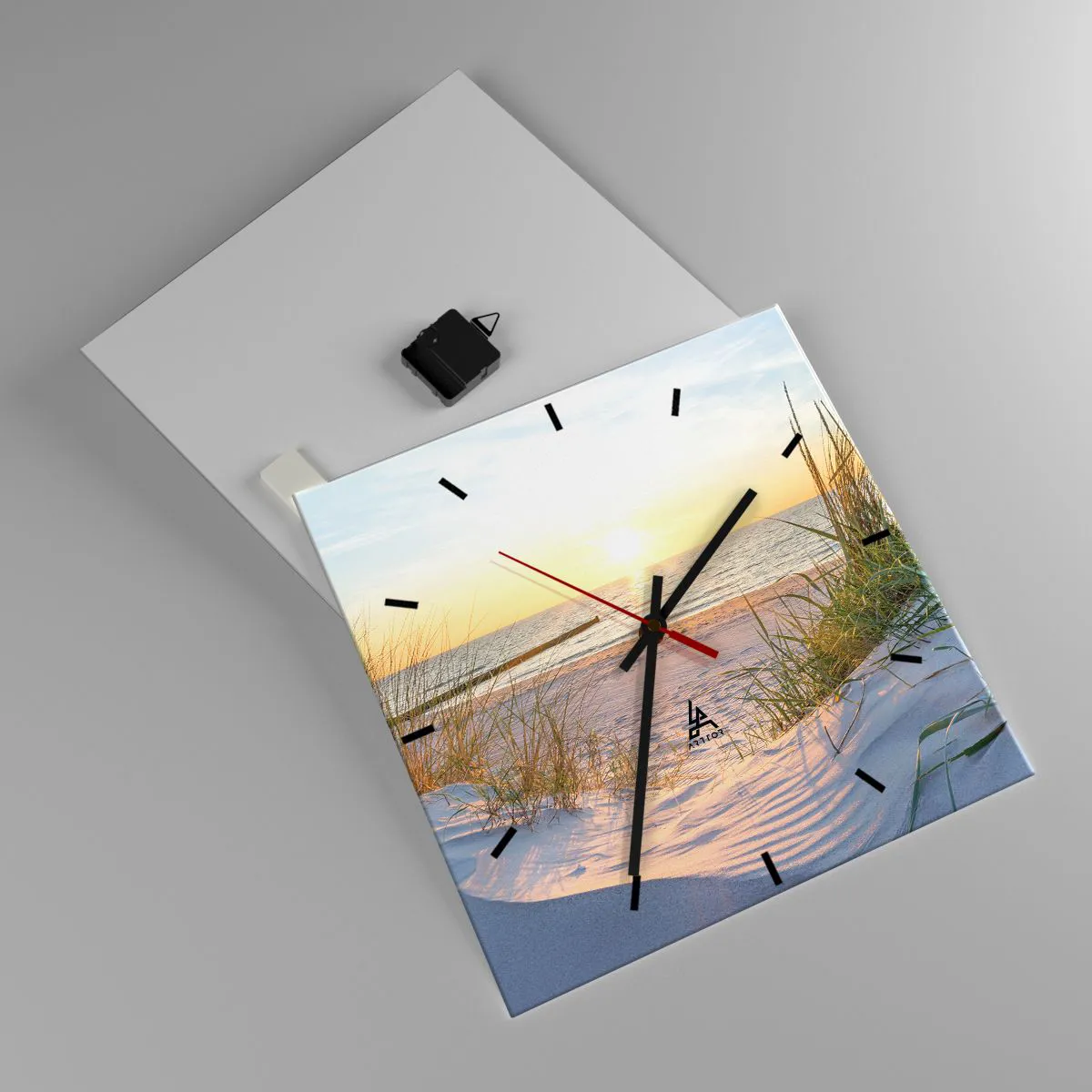 Ceas de perete - Ceas pe sticlă - Zumzet de mare, o plajă sălbatică printre ierburi... - 40x40 cm
