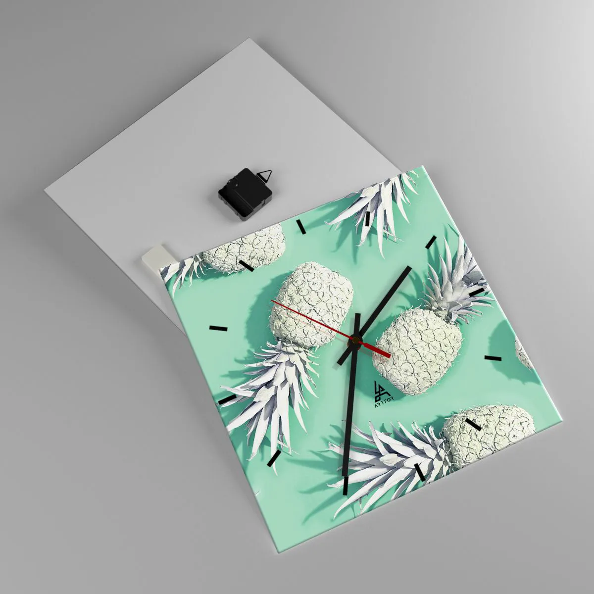 Relógio de parede - Relógio em vidro - Vão muito bem com a hortelã - 40x40 cm